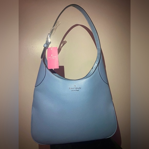 KATE SPADE DUSTY BLUE PEBBLED LEATHER SHOULDER BAG - Picture 1 of 8